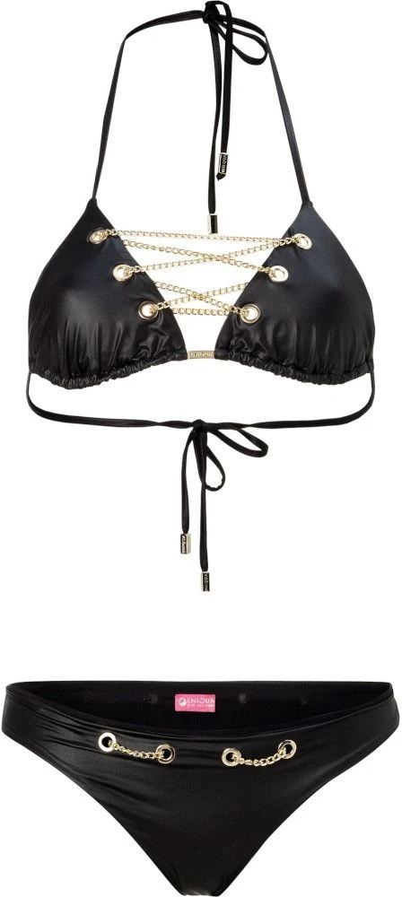 Triangel Bikini LACE UP BOUND BLACK LEATHER Von Eniqua â Bild 3