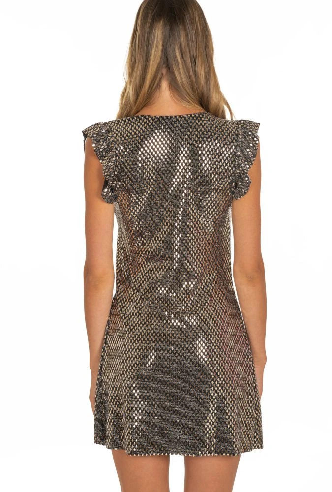 Strandkleid MIRROR RHOMBUS Schwarz Gold Von Pin-Up Stars – Bild 3