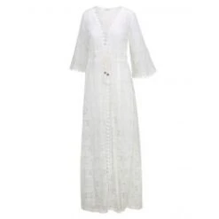 Strand-Mantel BAUMWOLLSPITZE Creme-weiß Eva B. Bitzer