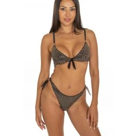 Bügel-Bikini MIRROR RHOMBUS Schwarz Gold Von Pin-Up Stars